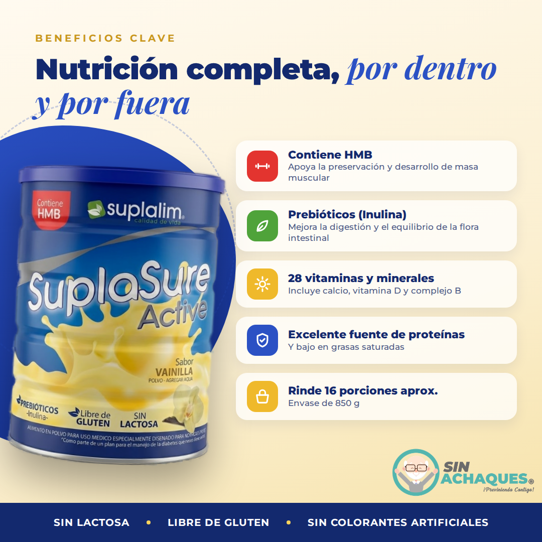🥇 SuplaSure® Active – Nutrición Inteligente para una Vida Activa | Sabor Vainilla